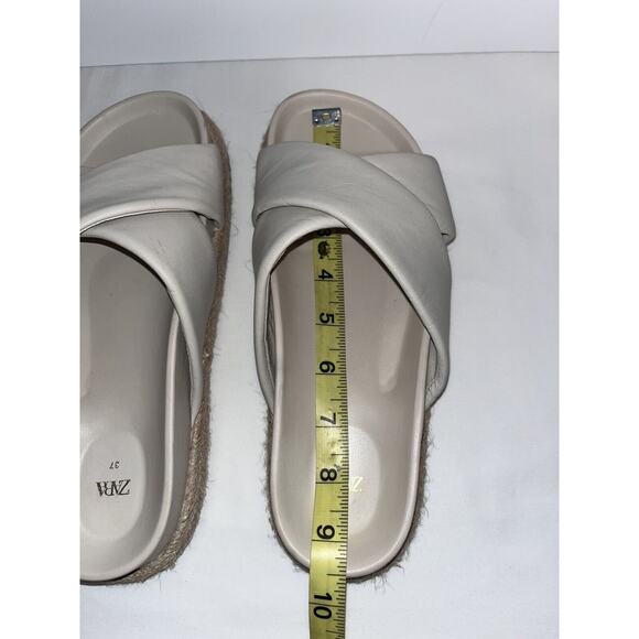 Zara 6.5 Taupe Cross Slide Sandals - Picture 7 of 7